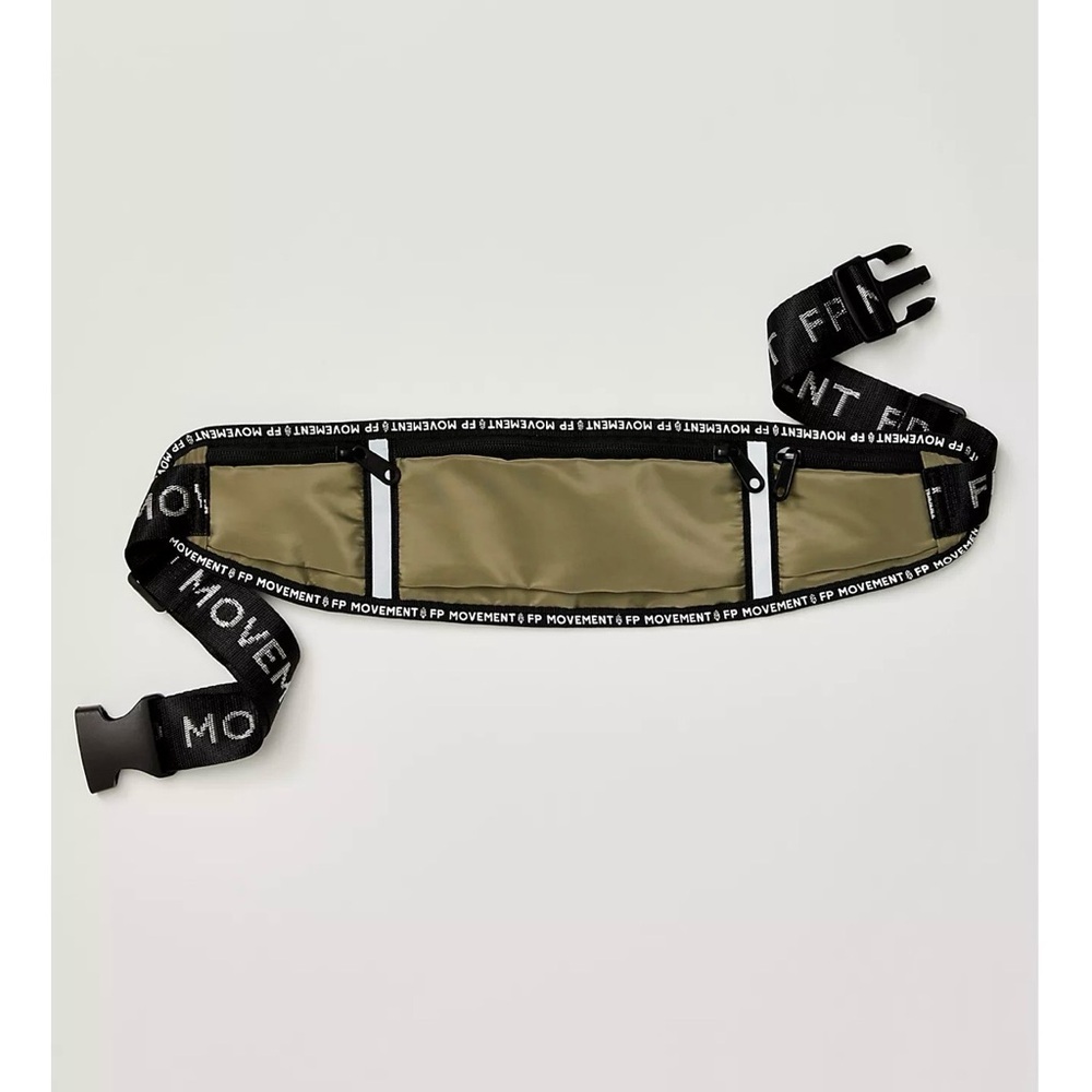 Free People NEW 3 Pocket Runner Belt Bag Olive & Black Waist Pack